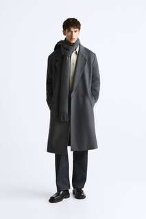 Пальто из смесовой шерсти ZARA, серый