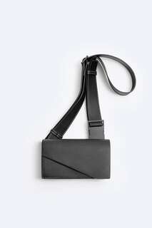 Мини-сумка через плечо с декоративной строчкой ZARA, черный