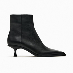 Ботильоны Zara Leather Kitten Heel Ankle, черный