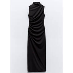 Платье Zara Draped Midi, черный