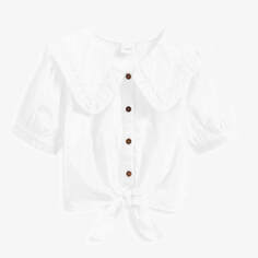 Блузка для девочки Next Puff Sleeve Tie Front Standard, белый