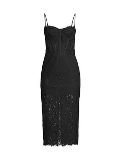 Платье миди с кружевным корсетом Olina Bardot, черный