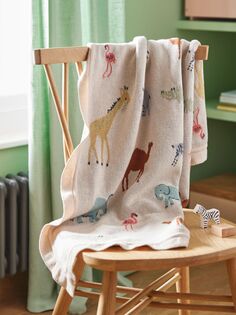 Хлопковое детское одеяло John Lewis Safari с вышивкой, 100 x 80 см