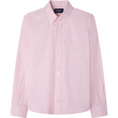 Рубашка с длинным рукавом Hackett Washed Oxford, розовый