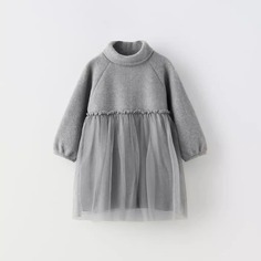 Платье ZARA Soft Touch Silk Mesh, серый