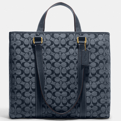 Сумка Coach Outlet Hudson Double Handle Tote in Signature Chambray, темно-синий