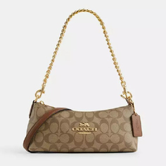 Сумка Coach Outlet Calf Leather Small Shoulder Handbag, светло-коричневый