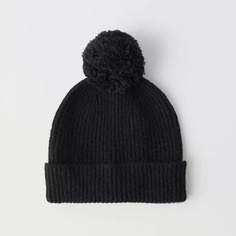 Шапка ZARA Knitted Pompom, черный