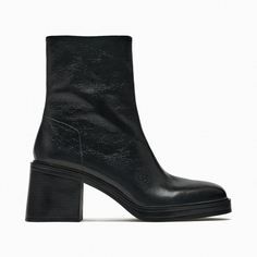 Полусапоги Zara Leather High Block, черный