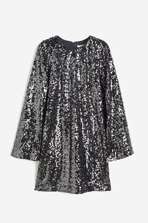 Платье H&amp;M Sequined, темно-серый H&M