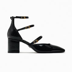 Туфли Zara Block Heel With Buckles, черный