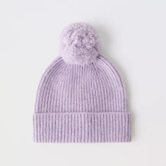 Шапка ZARA Knitted Pompom, фиолетовый