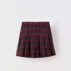 Юбка ZARA Check, черный/красный