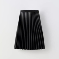 Юбка ZARA Pleated Midi, черный