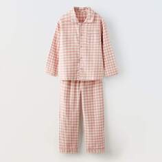 Пижама Zara Gingham Flannel, розовый/кремовый/желтый