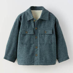 Куртка-рубашка Zara Long-sleeved, серо-голубой