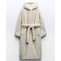 Пальто Zara Faux Fur, светло-бежевый