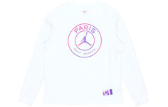 Jordan MENS Paris Saint-Germain Повседневная спортивная футболка с круглым вырезом и длинным рукавом, белая