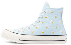 Высокие женские кеды Converse Chuck Taylor All Star 1970-х годов с вышитым цветочным принтом - синий шамбре