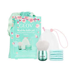 Glov Набор Matcha Latte Moon Pads подушечки для снятия макияжа 5 шт. + кисть кабуки кисточка для макияжа + сумка