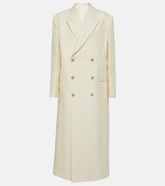 Двубортное пальто Catena из шерсти и шелка The Row, белый