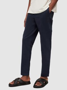 Хлопковые брюки-чинос AllSaints Walde, темно-синий цвет