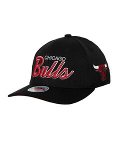 Мужская черная эластичная кепка Chicago Bulls MVP Team Script 2.0 с застежкой на спине Mitchell &amp; Ness