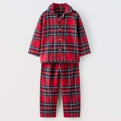 Пижама Zara Check Flannel, красный/мультиколор