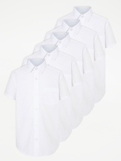 Белая школьная рубашка с коротким рукавом для мальчиков (5 шт.) George., белый