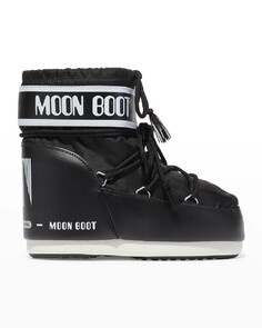Короткие зимние сапоги на шнуровке Moon Boot Classic Bicolor, черный