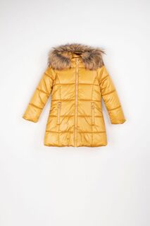 Зимнее пальто Coccodrillo с капюшоном, отороченным мехом, и подкладкой из флиса