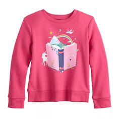 Флисовый пуловер с круглым вырезом и рисунком Jumping Beans для девочек 4–12 лет Jumping Beans, темно-розовый