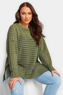 Асимметричный свитер из сетки Yours, зеленый
