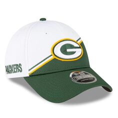 Мужская регулируемая кепка New Era бело-зеленая Green Bay Packers 2023 Sideline 9FORTY