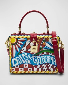 Кожаная сумка Box с принтом логотипа и ручкой сверху Dolce&amp;Gabbana