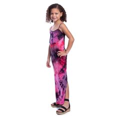 Розовое платье макси для девочек на бретельках Tie Dye для девочек 247 Comfort Kids