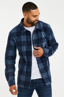 Флисовая куртка-рубашка с клетчатыми пуговицами Threadbare, синий