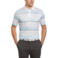 Мужская футболка-поло для гольфа с текстурированным полосатым принтом и принтом для турниров Большой шлем Grand Slam, ярко-белый