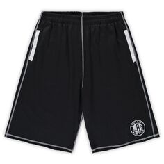 Мужские черные/белые трикотажные шорты Brooklyn Nets Big &amp; Tall с контрастной строчкой