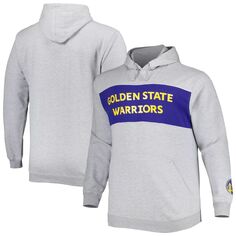 Мужской пуловер с капюшоном с логотипом Heather Grey Golden State Warriors Big &amp; Tall с надписью Fanatics