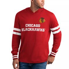 Мужская красная/белая футболка с капюшоном и длинными рукавами Chicago Blackhawks Offense Starter
