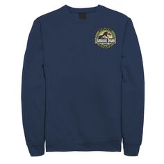 Мужской флисовый пуловер с карманной нашивкой и логотипом Jurassic Park Staff Licensed Character, синий