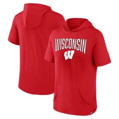 Мужская футболка с капюшоном с логотипом Red Wisconsin Badgers Outline Lower Arch Fanatics