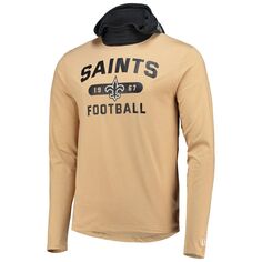 Мужская золотая/черная футболка New Orleans Saints Active Block с капюшоном и длинным рукавом New Era