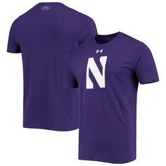Мужская фиолетовая хлопковая футболка с логотипом Northwestern Wildcats School Performance Under Armour