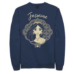 Мужской флисовый пуловер с изображением Жасмины в рамке Aladdin Live Action Disney, синий