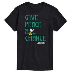 Большая и высокая футболка Woodstock с надписью &quot;Give Peace A Chance&quot; License, черный