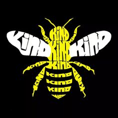 Bee Kind - мужская футболка с рисунком Word Art LA Pop Art, черный