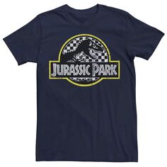 Мужская классическая клетчатая футболка с логотипом «Парк Юрского периода» Licensed Character, синий