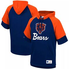 Мужской темно-синий пуловер с капюшоном Mitchell &amp; Ness Chicago Bears Home Advantage реглан с короткими рукавами